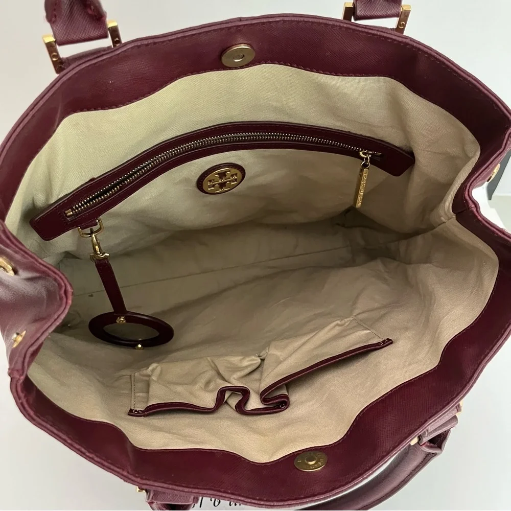 Tory Burch | Wine Burgundy | Saffiano Leather | Large Bag Tote